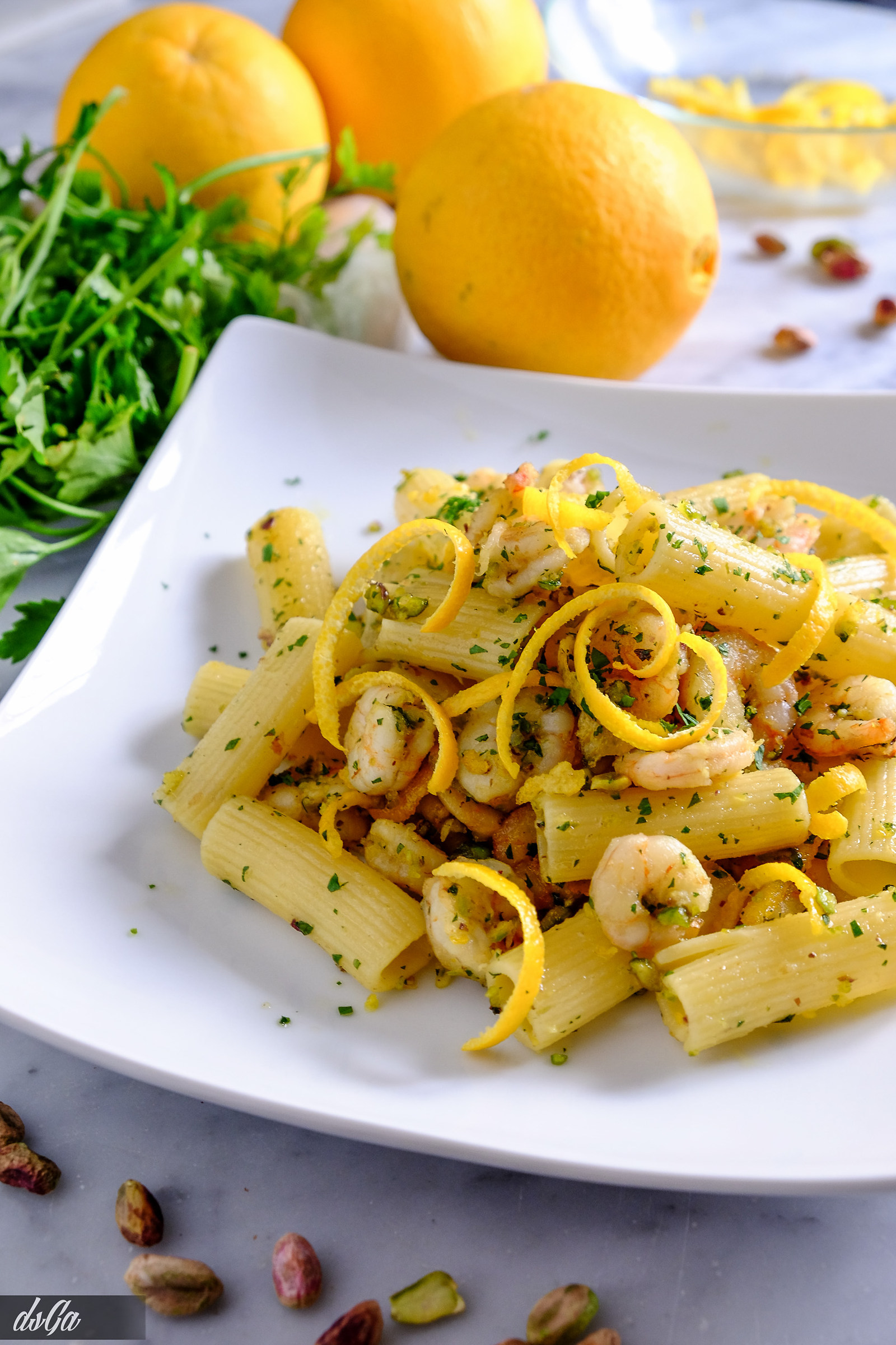 Pasta pistacchio e arancia