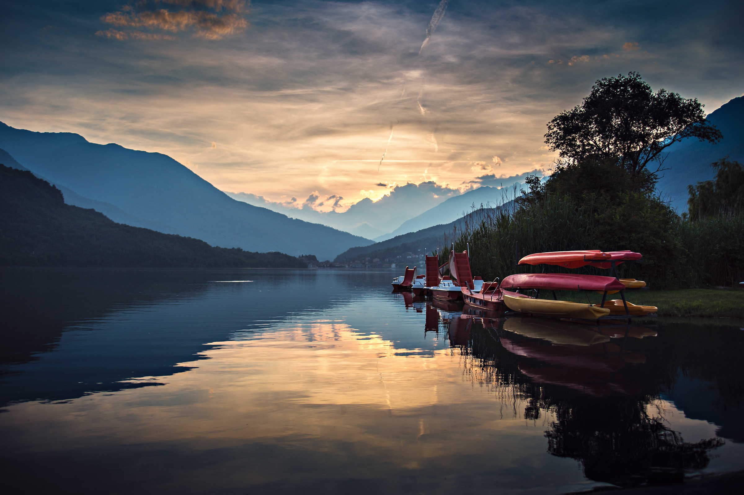 Boats at sunset