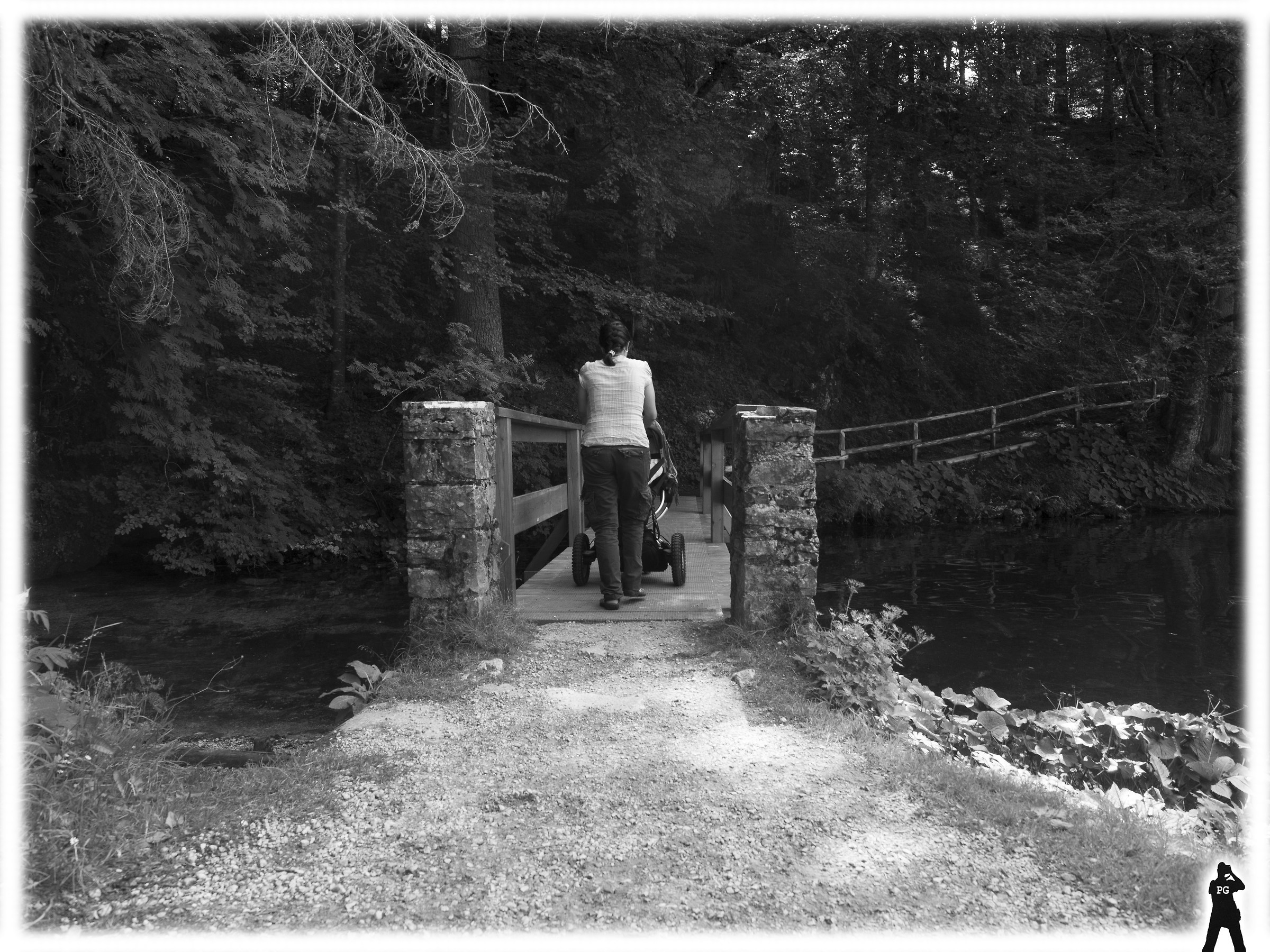 Her in the bridge ... in the woods ...