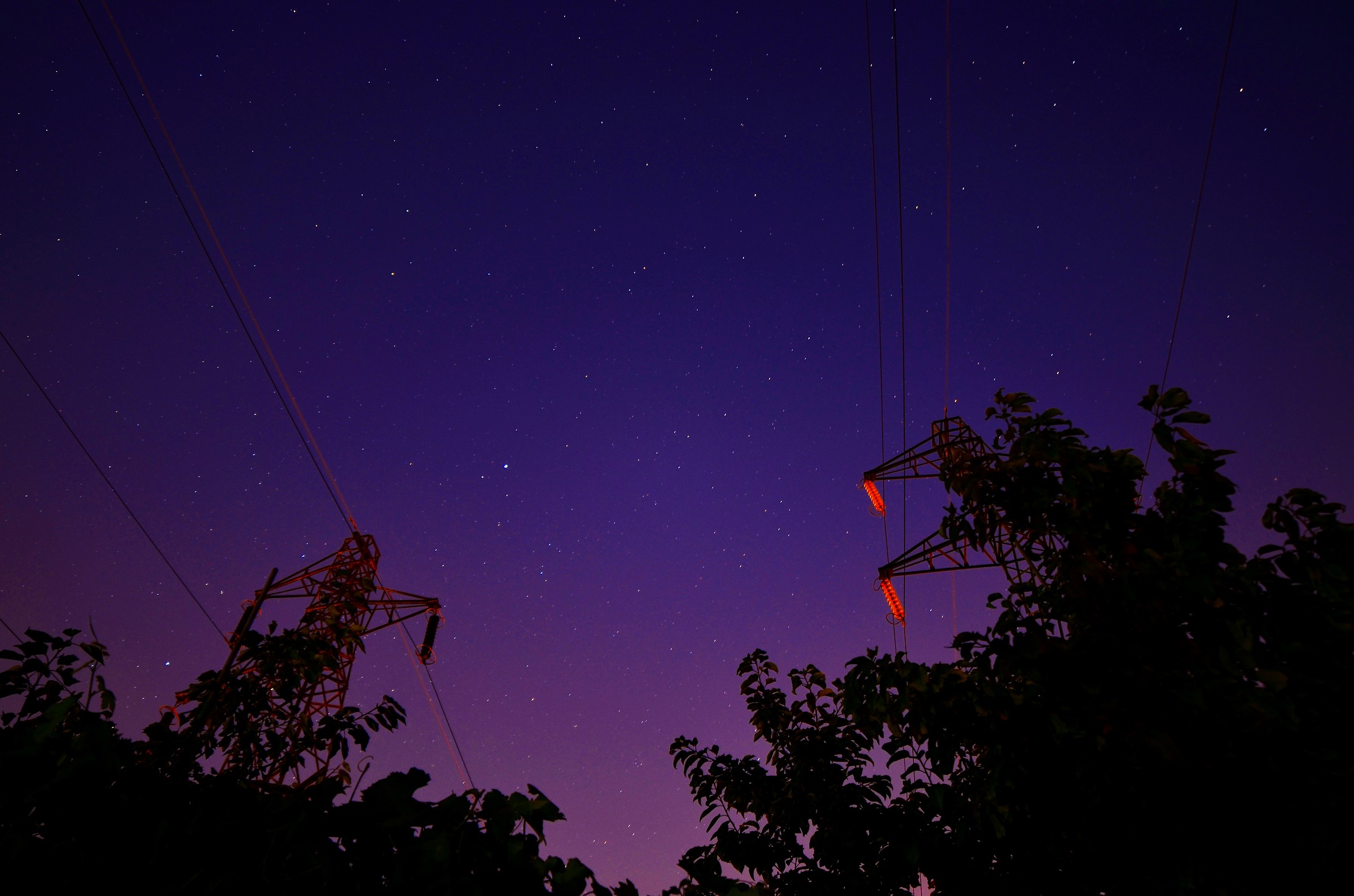 The light poles and starlight