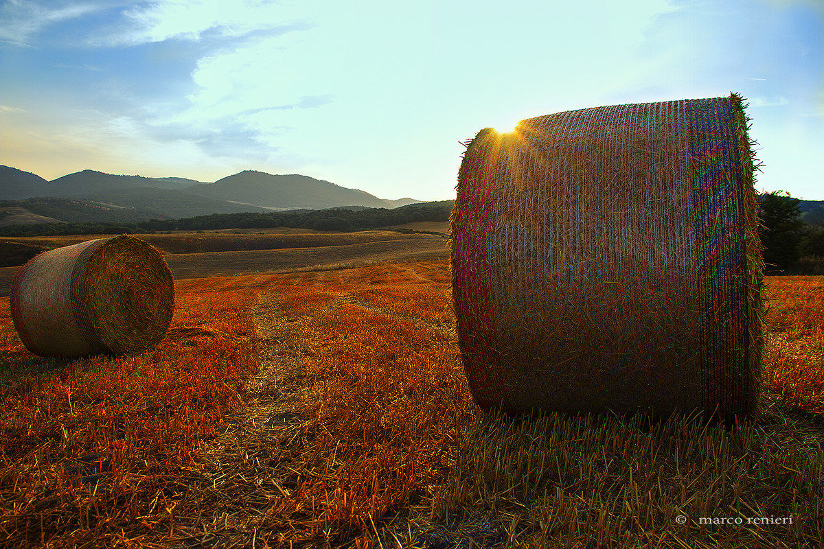 Sunset on bales