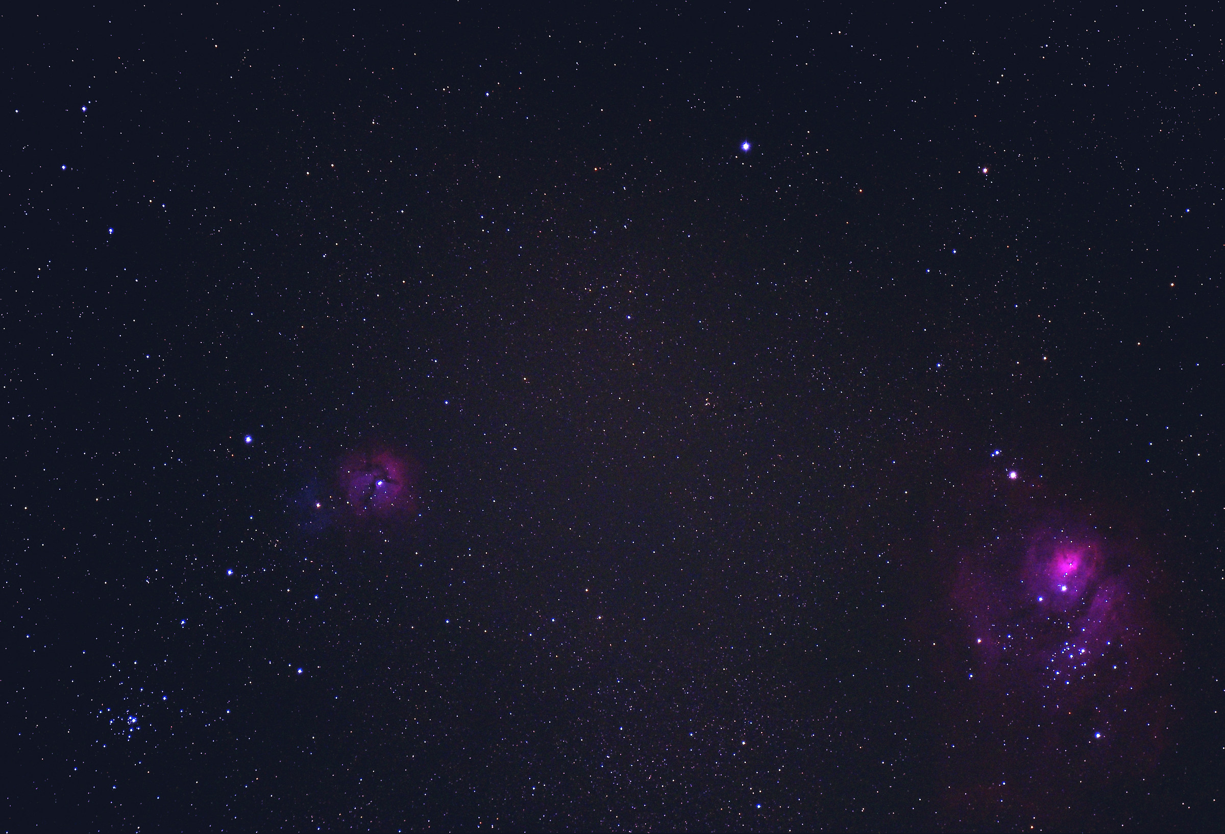 M20 + M8 Nebulosa trifida e laguna