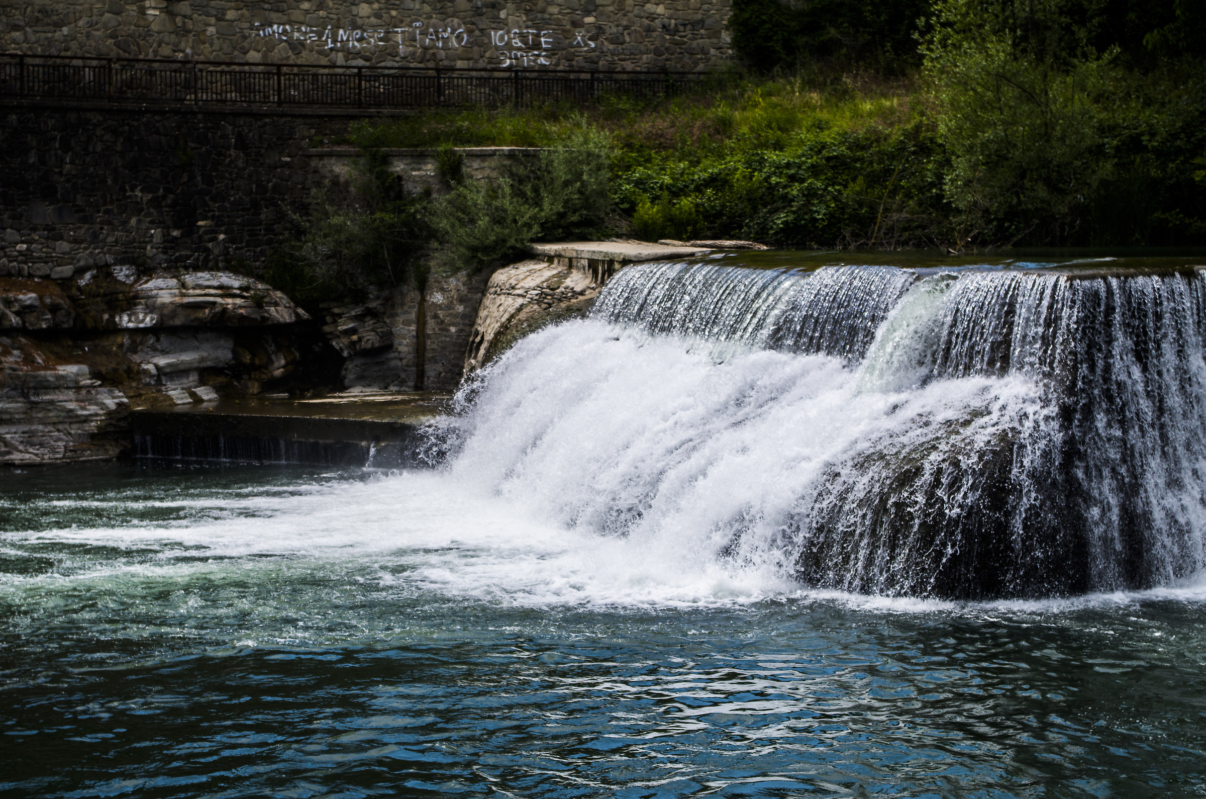Waterfall detail of Subbiano, high contrast