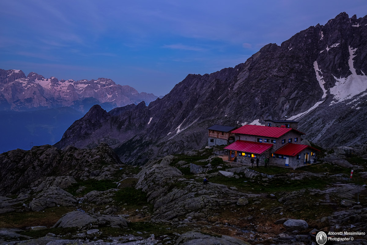 Segantini hut with a backdrop of the Brenta