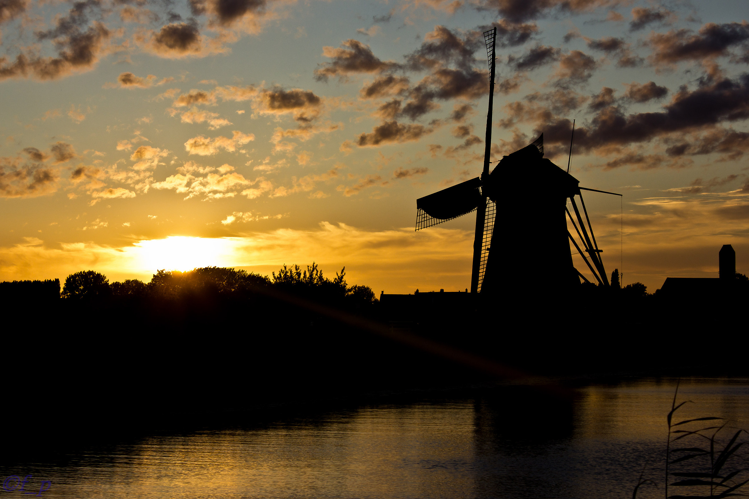Windmill at sunset