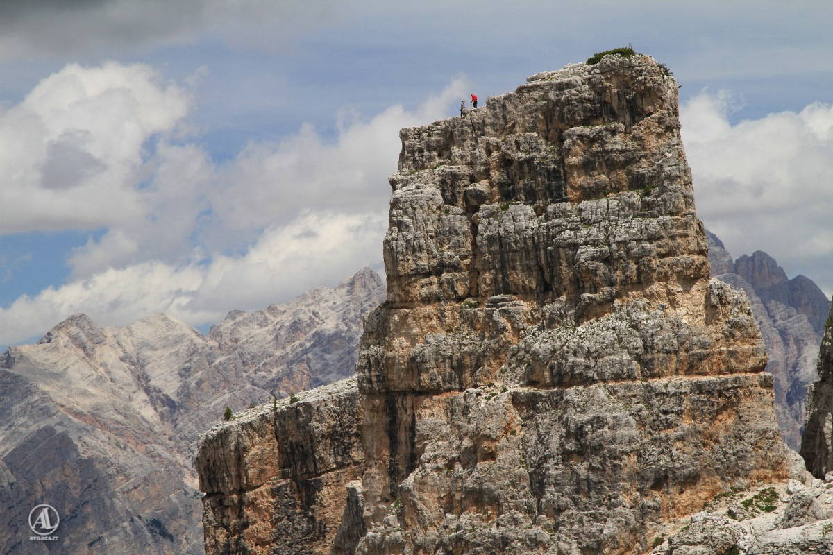 Detail of one of the 5 Towers with climbers ...
