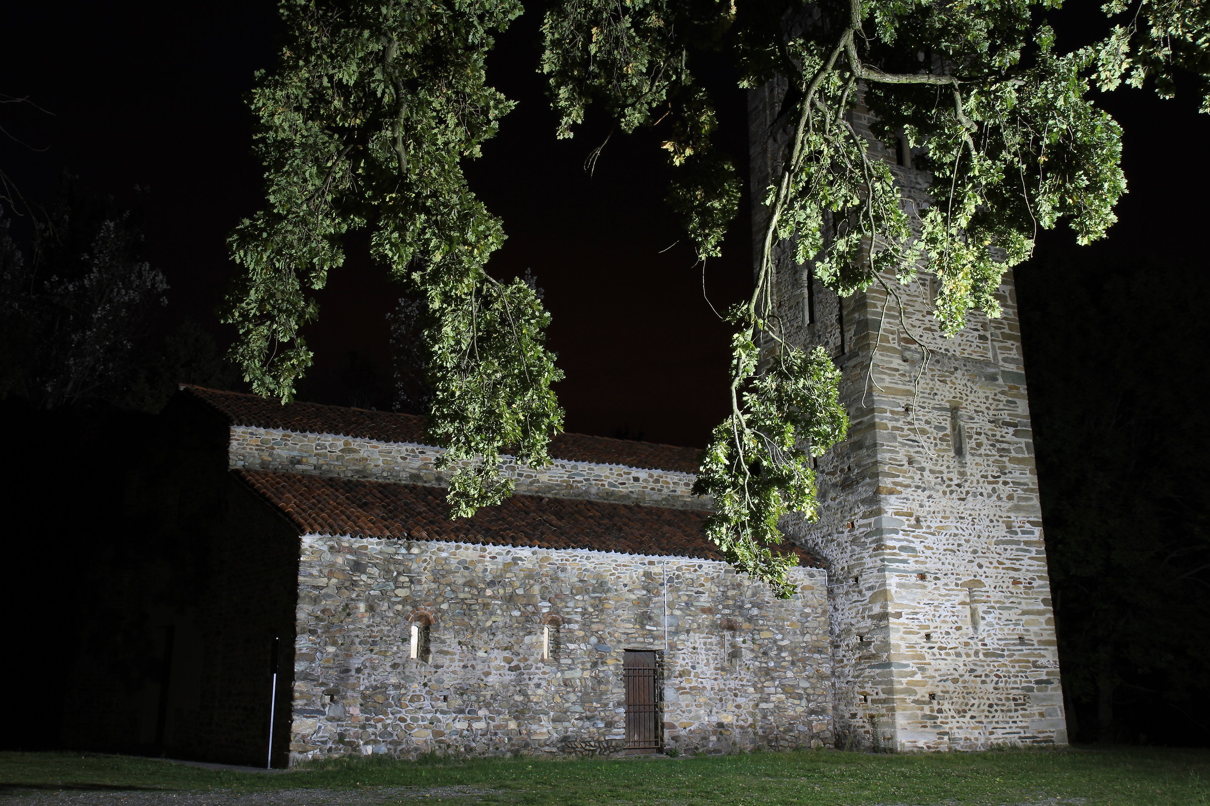 Church isolated in darkness