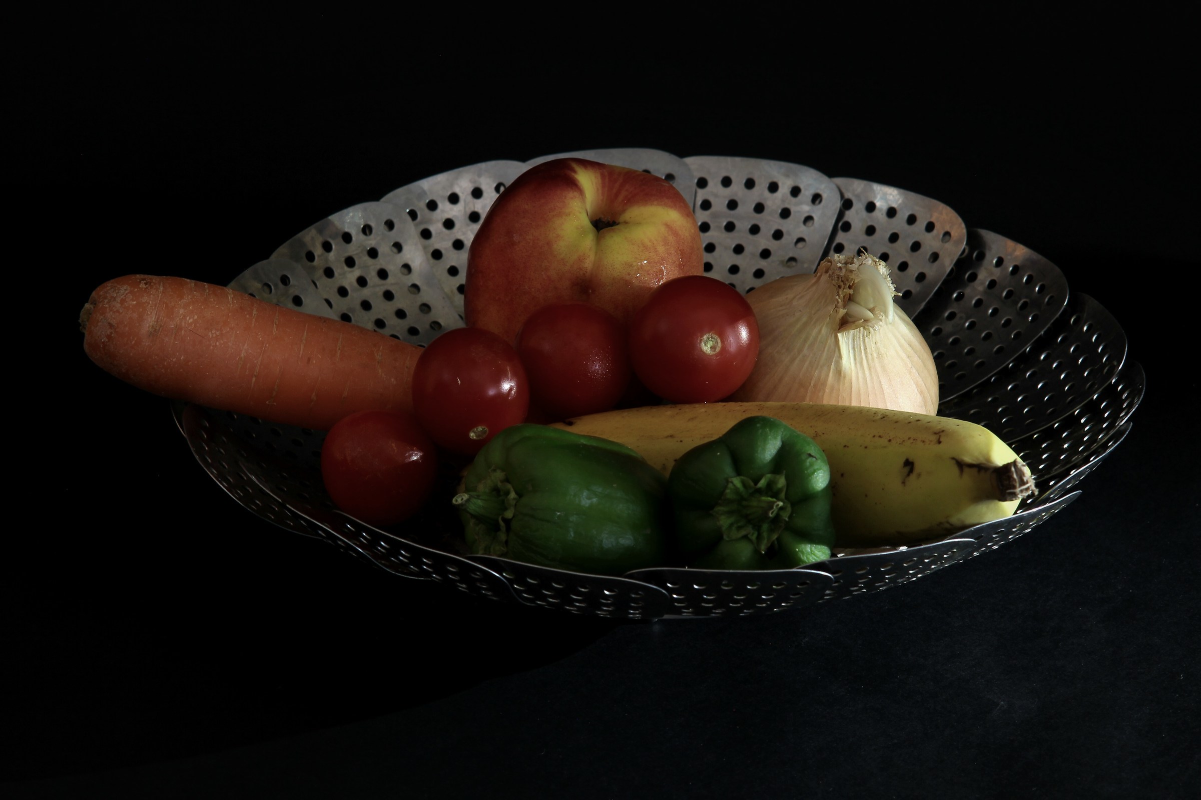 colander of vegetables