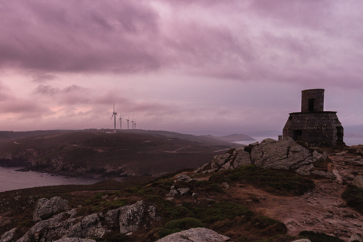 Sunrise on the wind farm in Cape Vilan