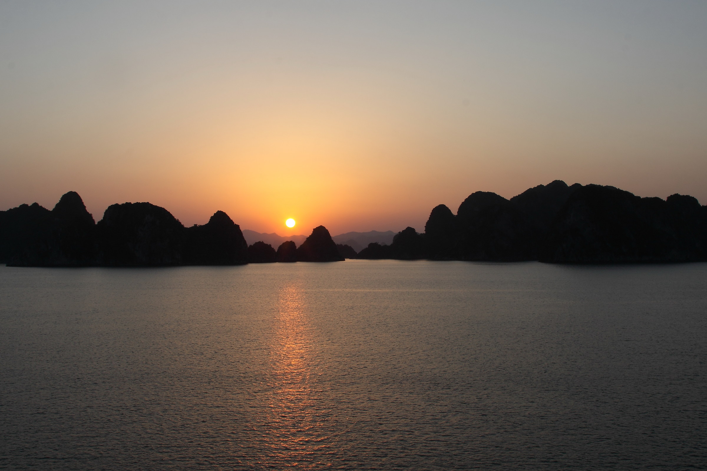 A sunset on Halong Bay, Vietnam