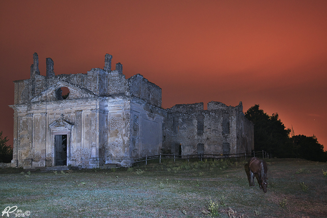 Monterano under a blood red sky