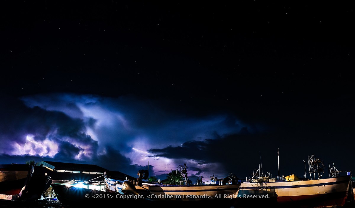 Lightining on the beach