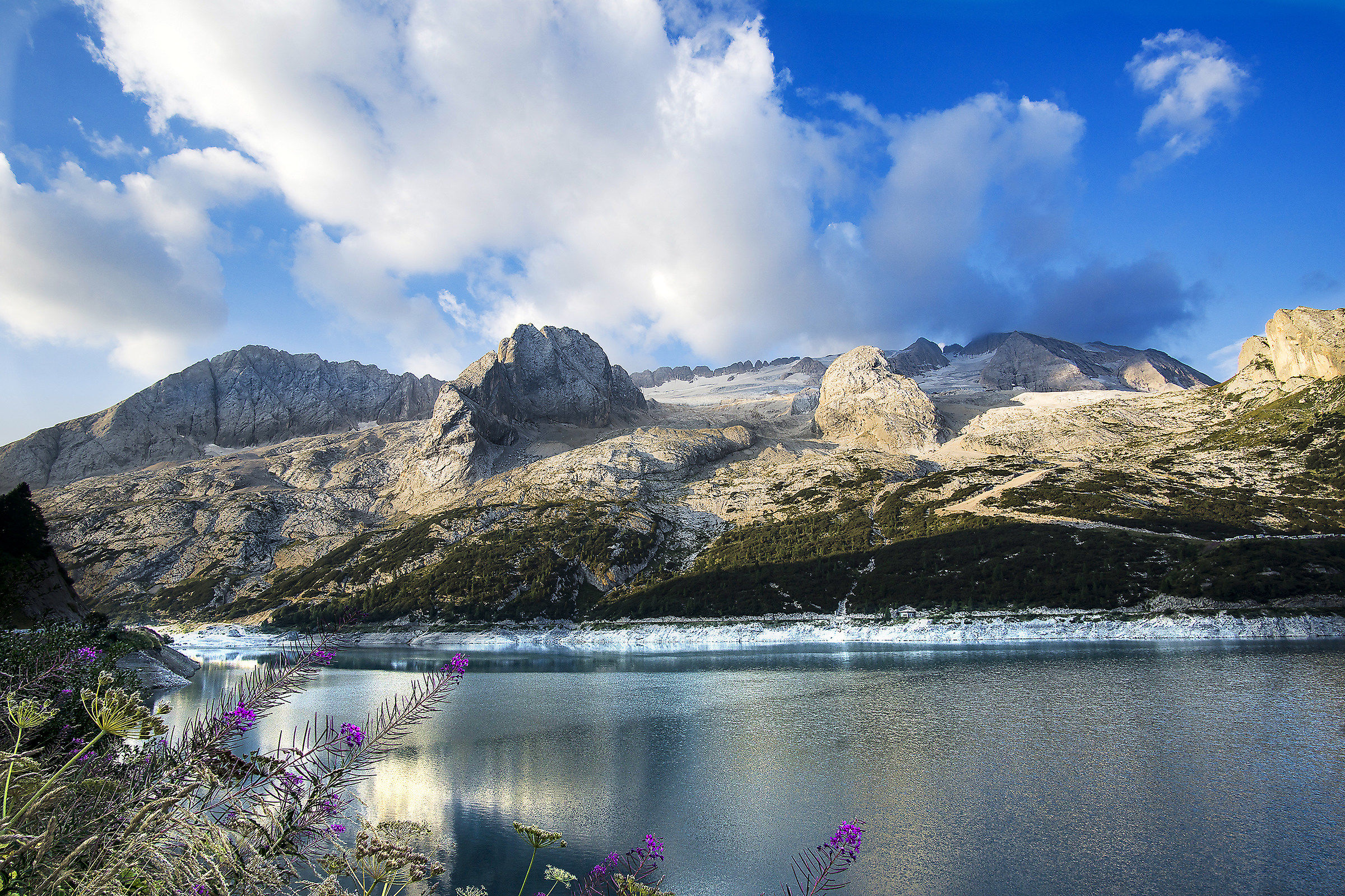 Fedaia lake with Marmolada