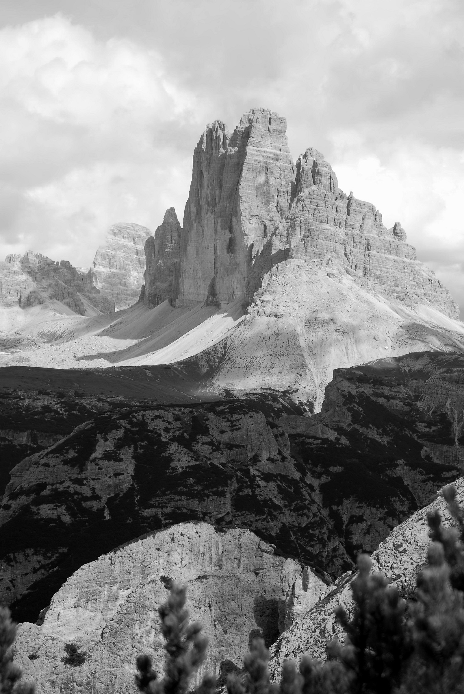 From Monte Piana the drei Zinnen