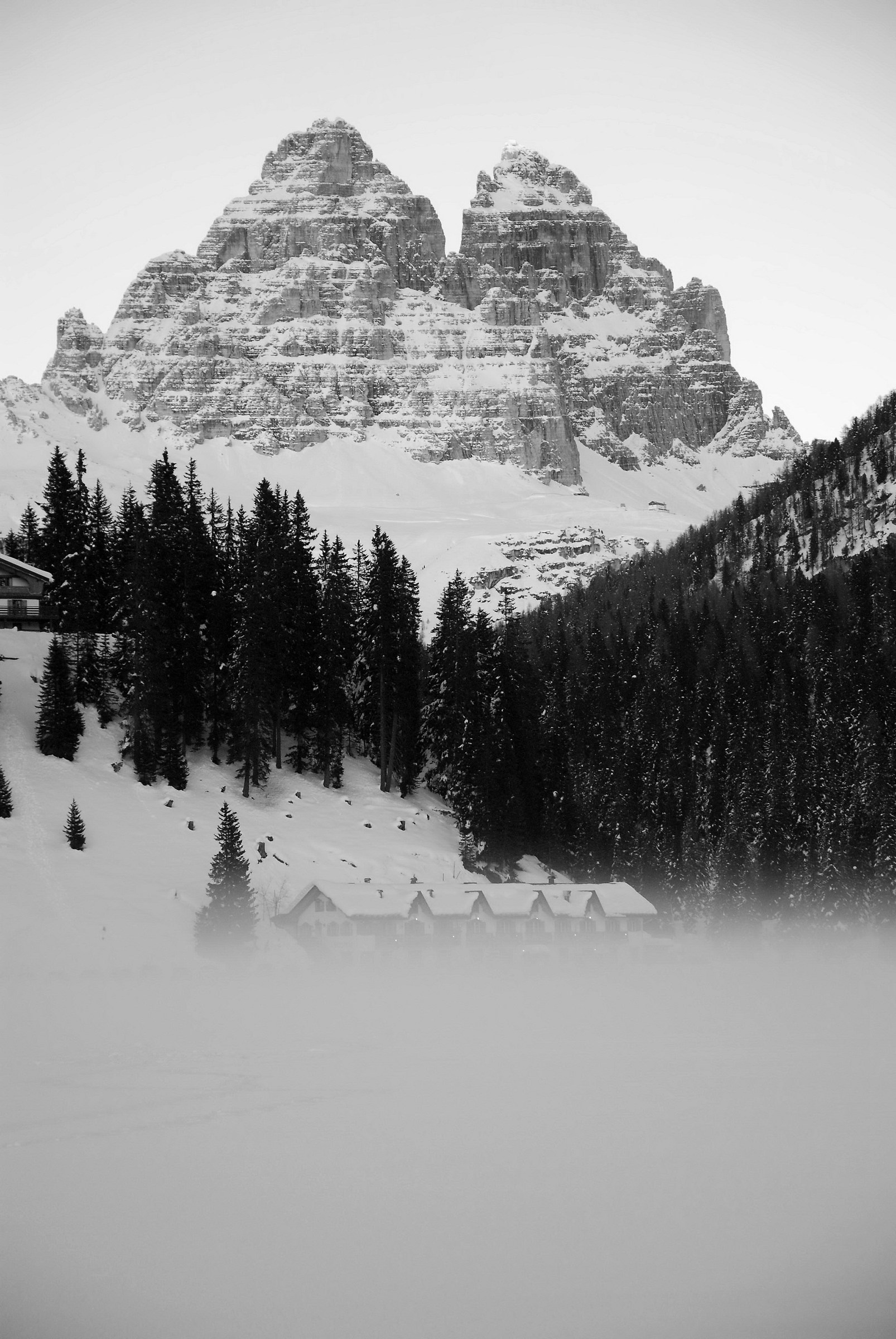 Lake Misurina south walls of the Three Peaks