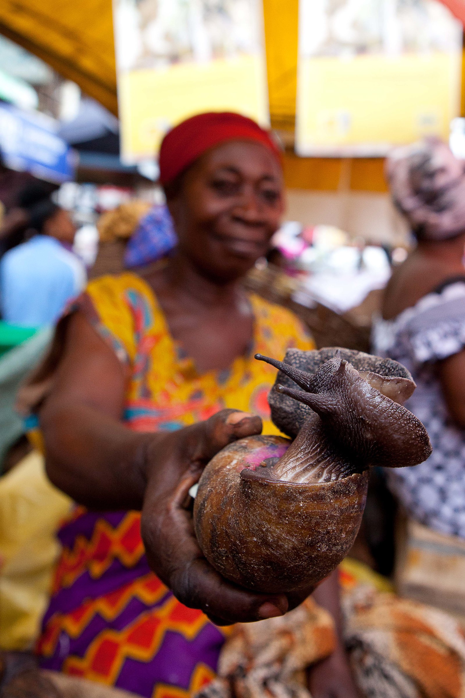 Woman selling snails, Kumasi, Ghana