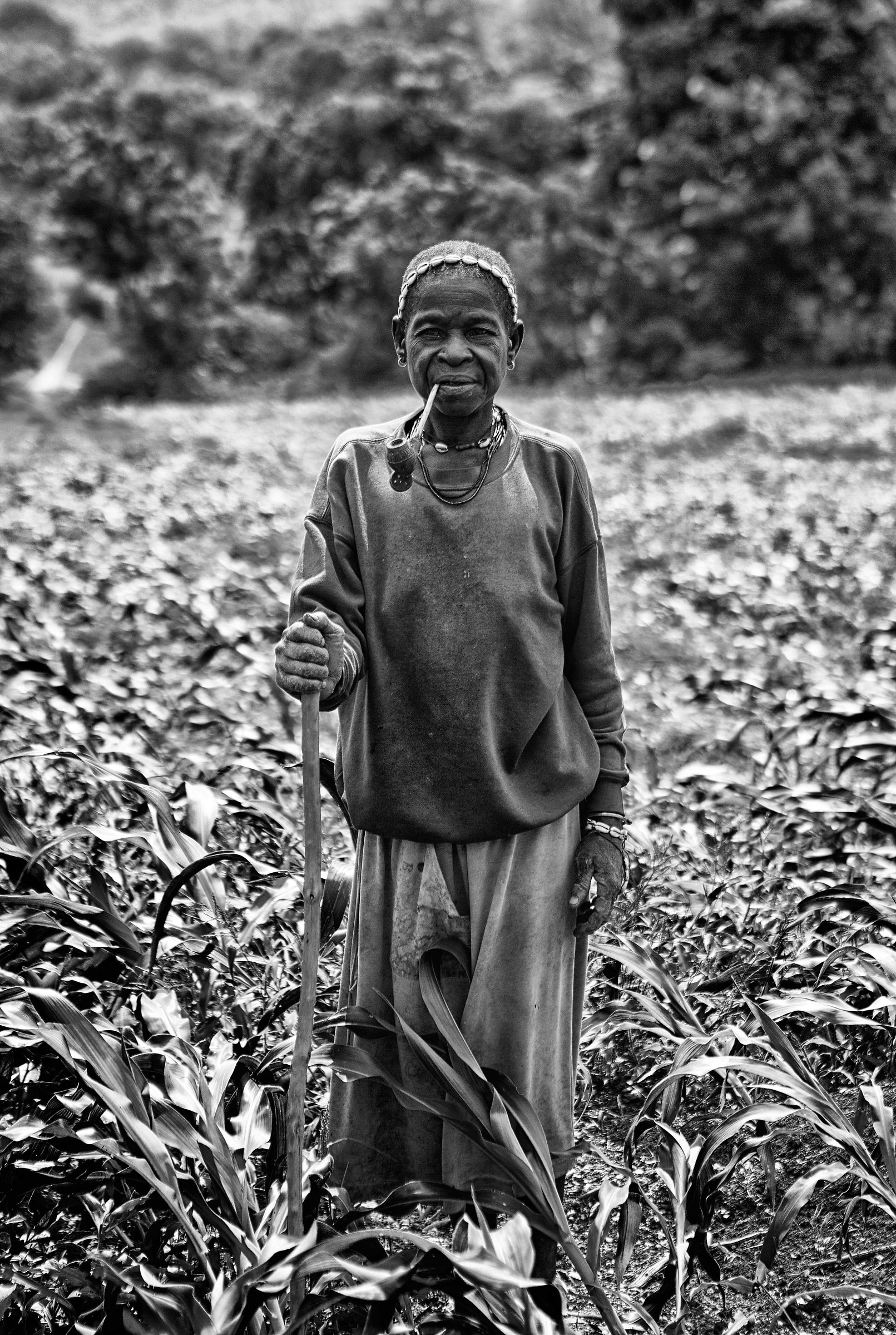 Old woman in a village Tamberma, Togo