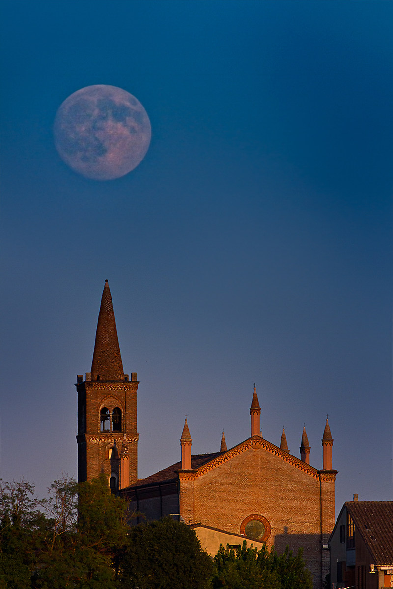 Church of Borgo Angeli from Lake Superior in Mantua