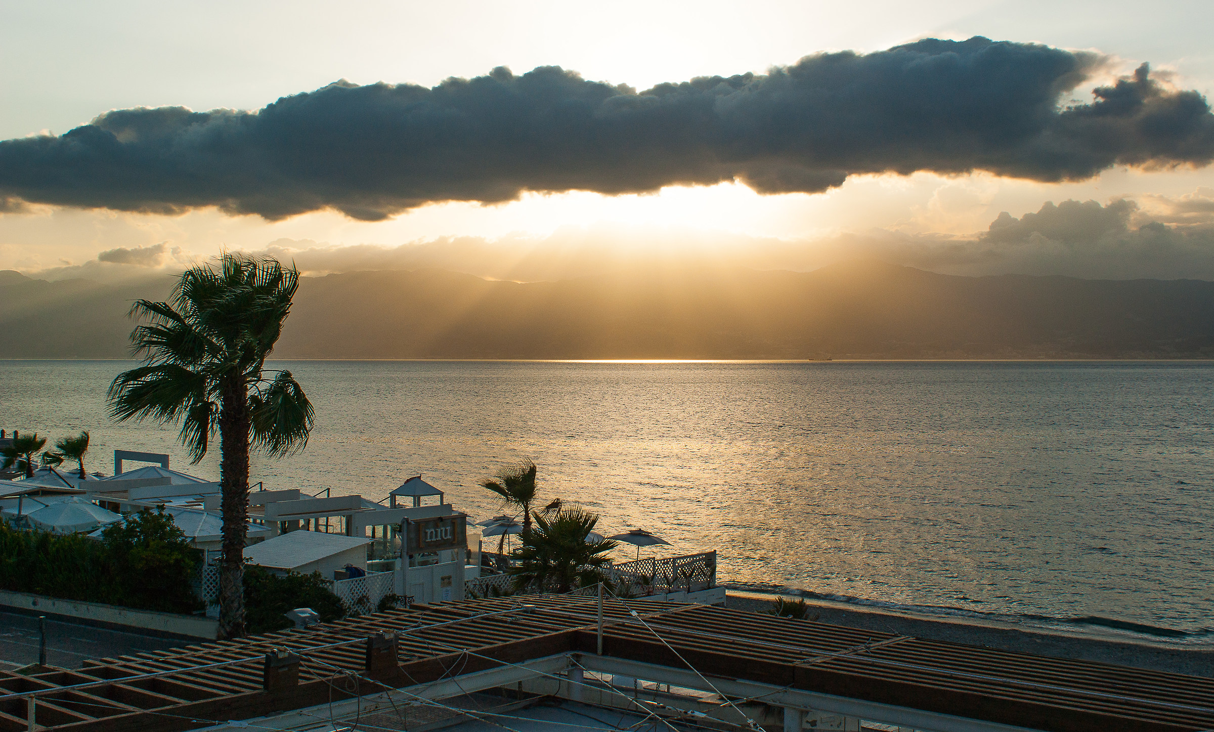 Sunset over the sea in Reggio Calabria