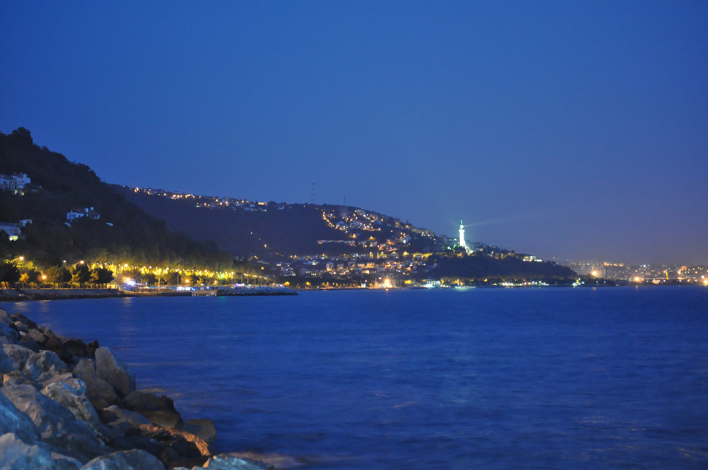 The Lighthouse of Trieste after sunset