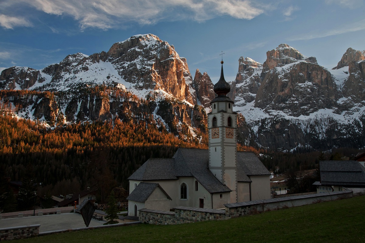 Church of Colfosco and Sella.