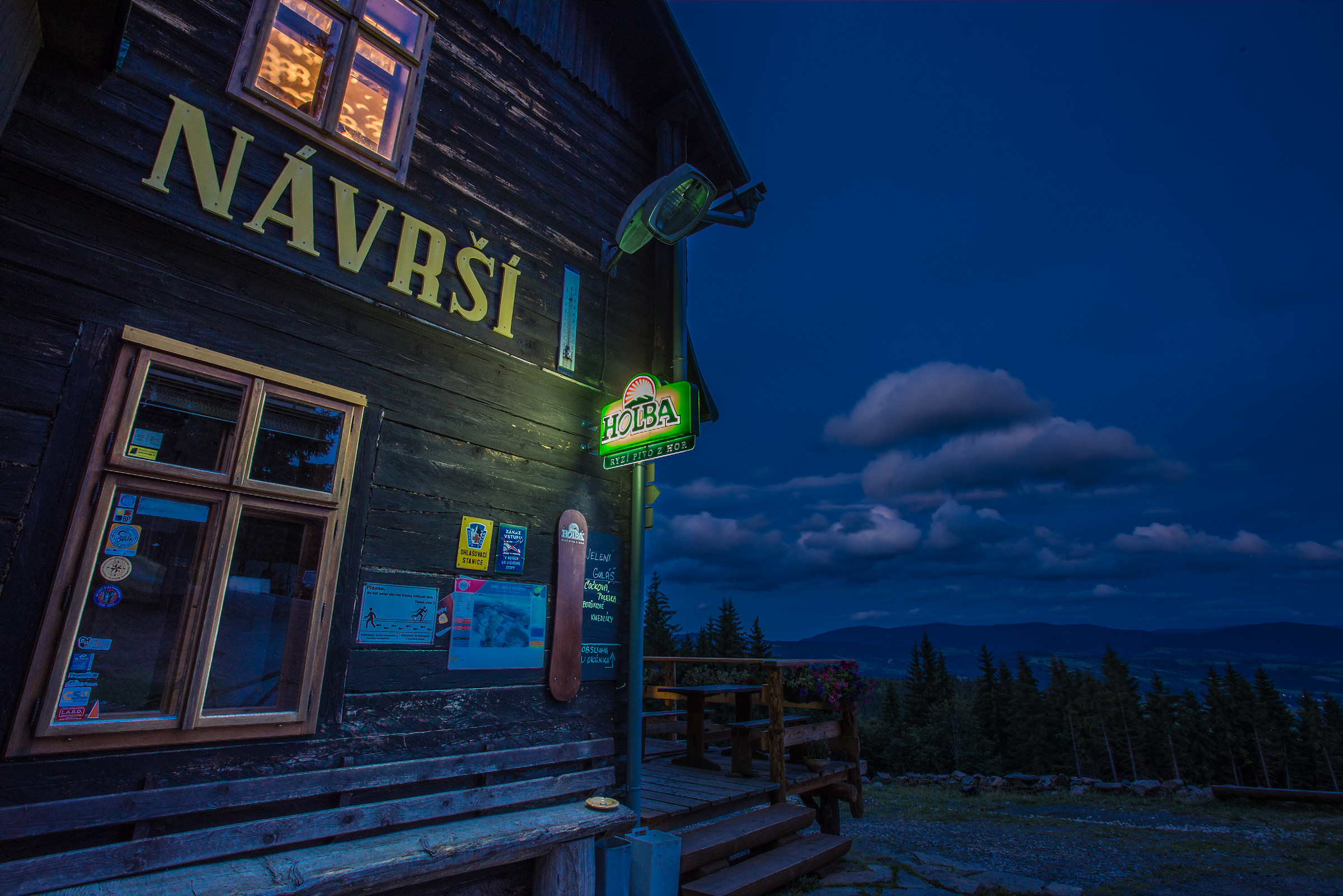 Evening in mountain hostel