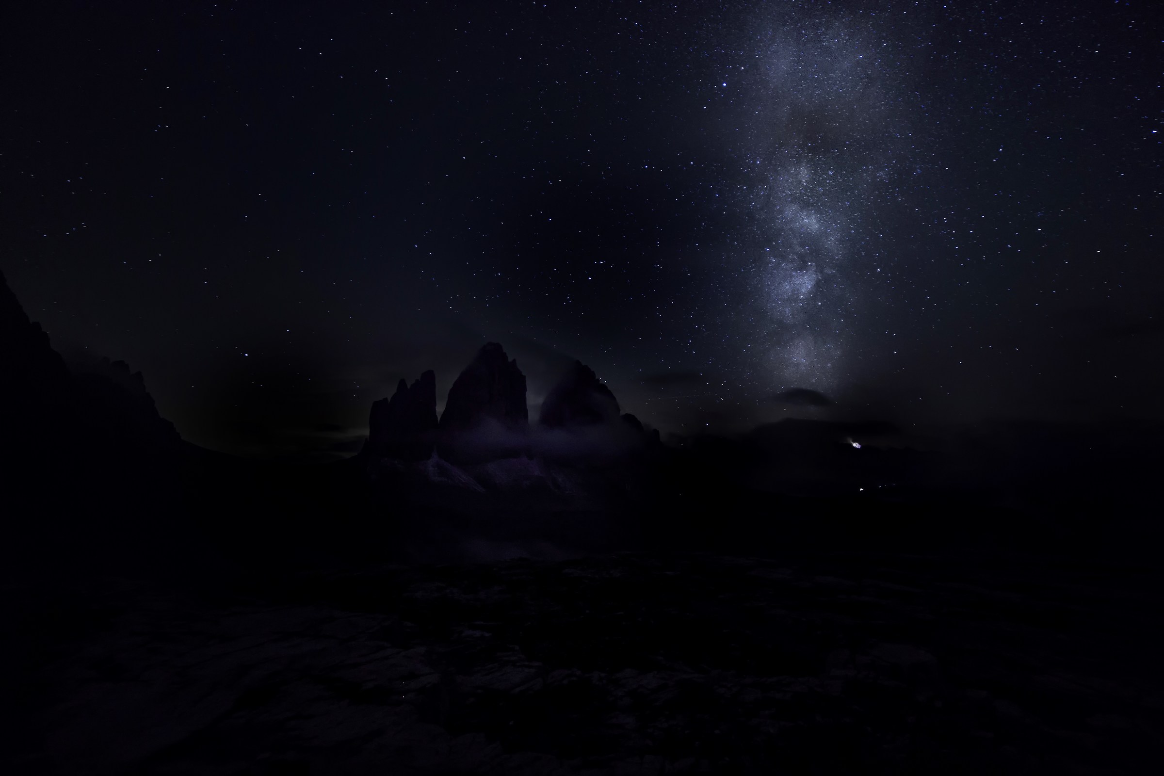 milky way three peaks of lavaredo