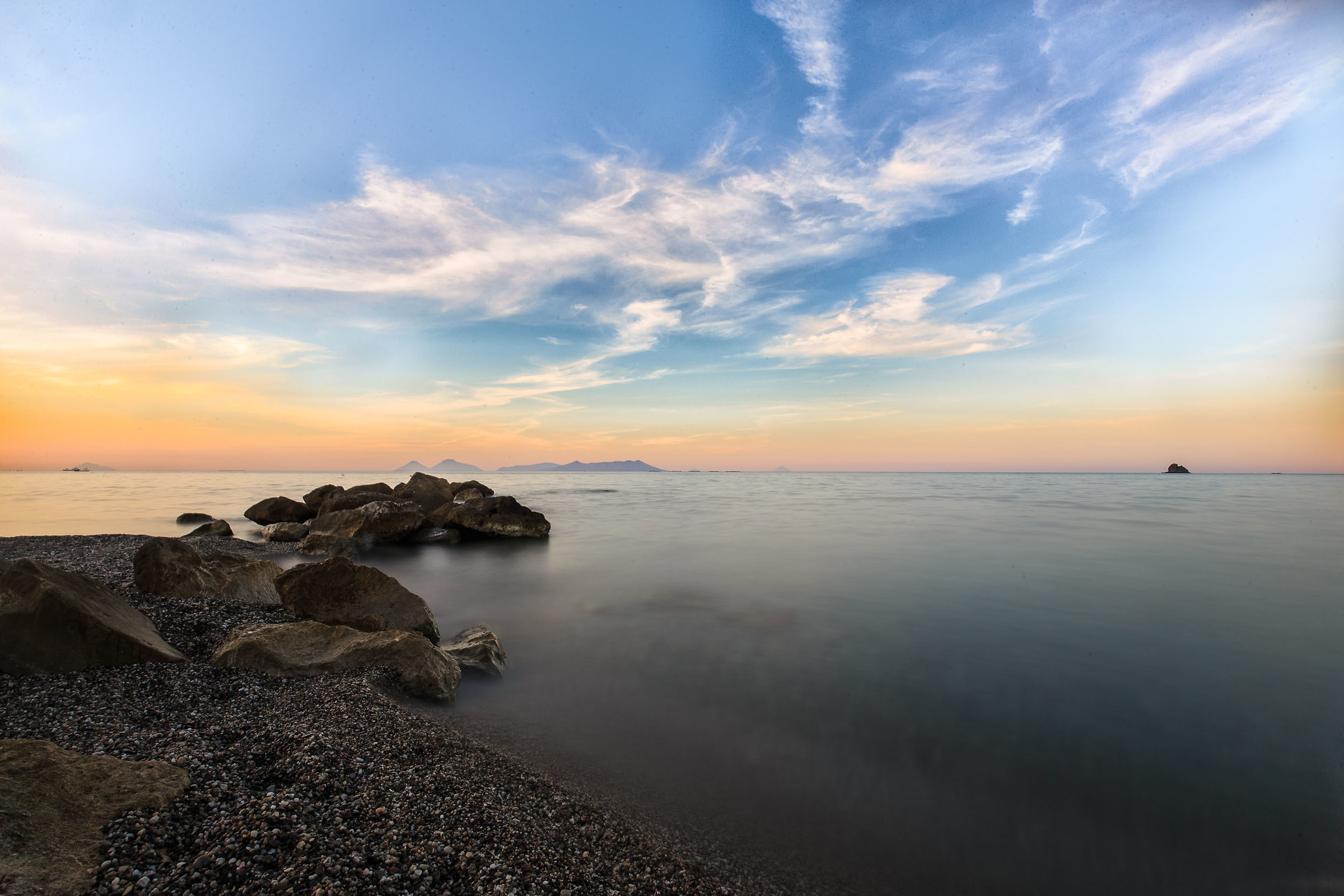 Sunset view of the Aeolian Islands