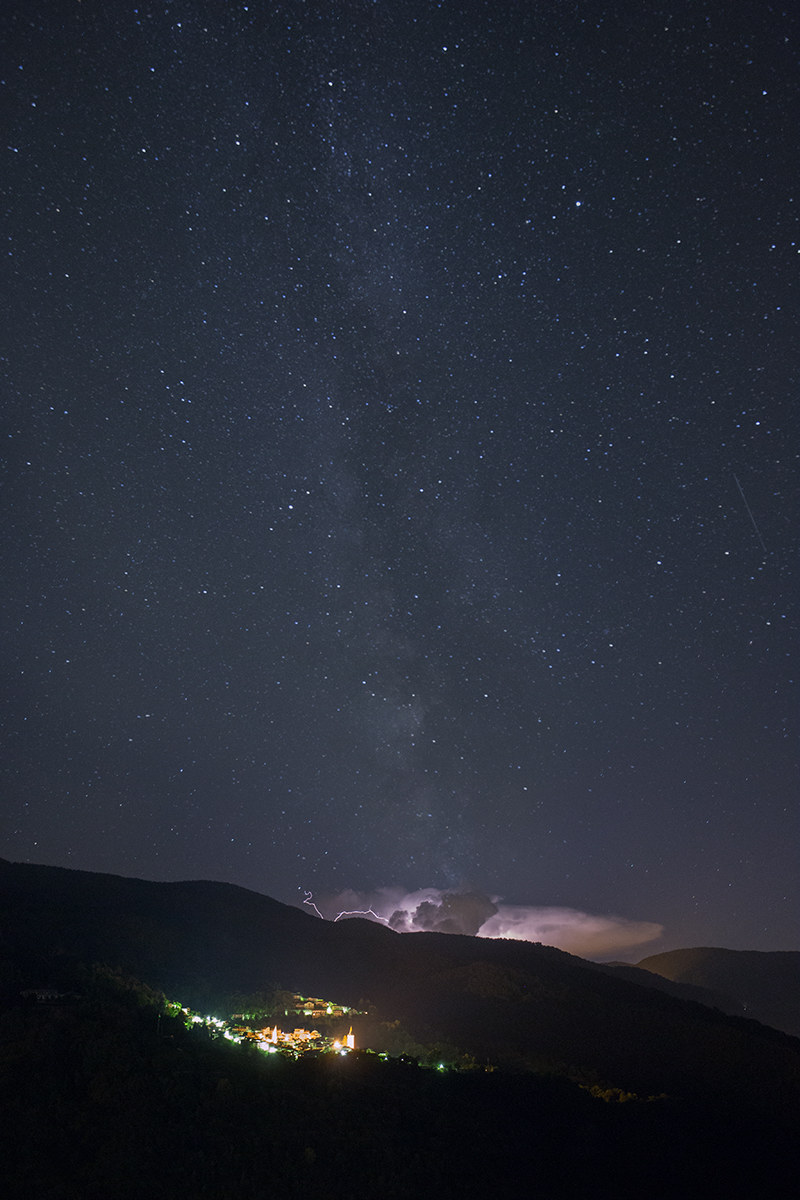 Thunderstorm with milky way