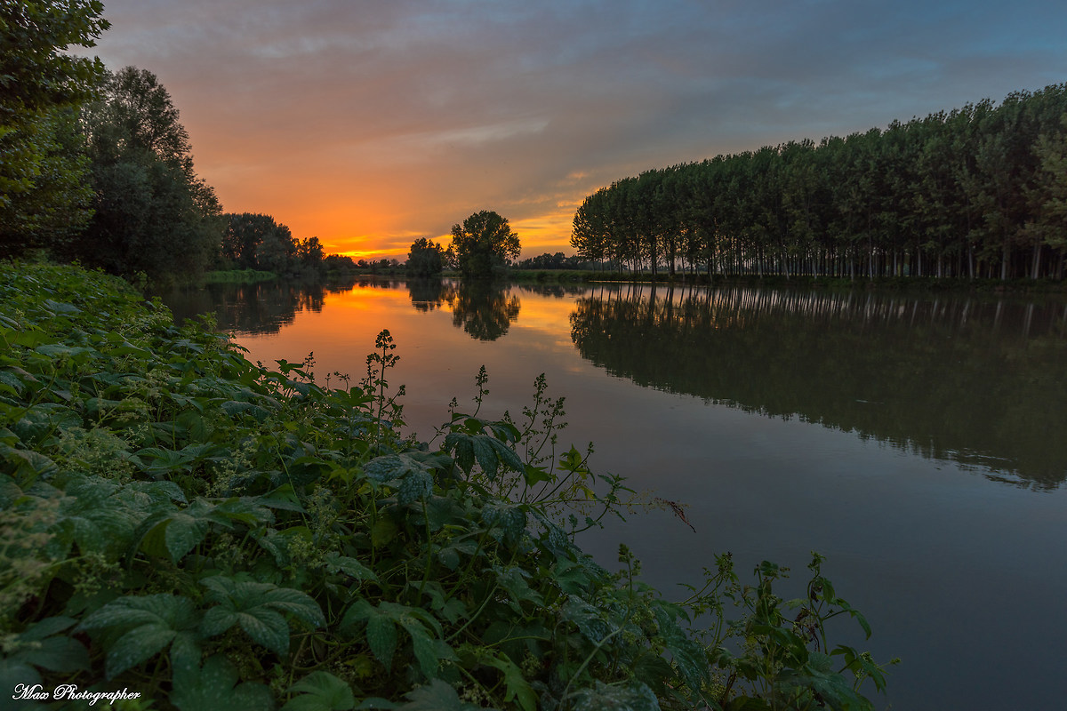 reflections and sunset