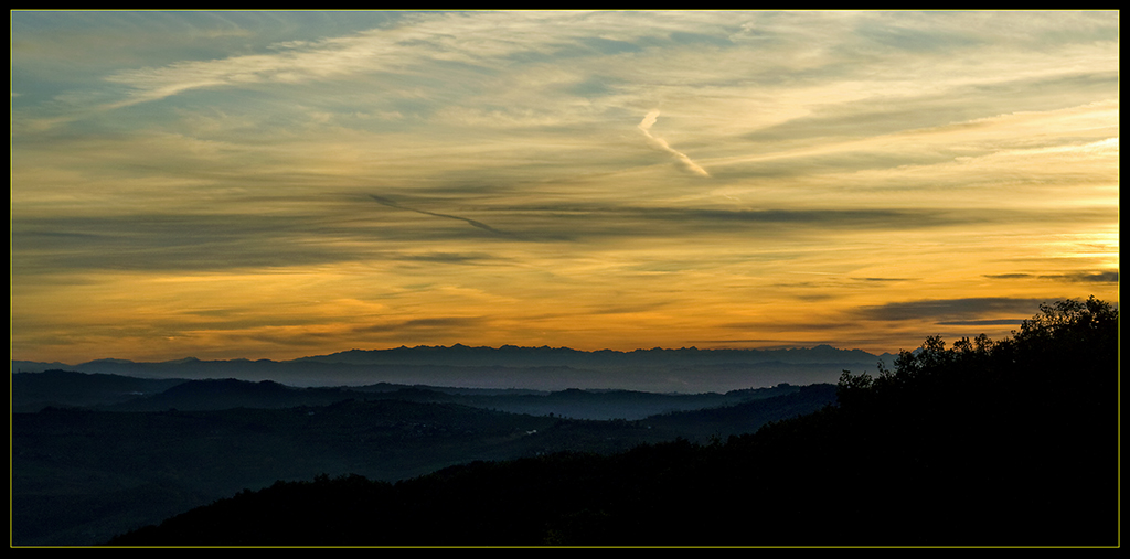 Sunset by the hills