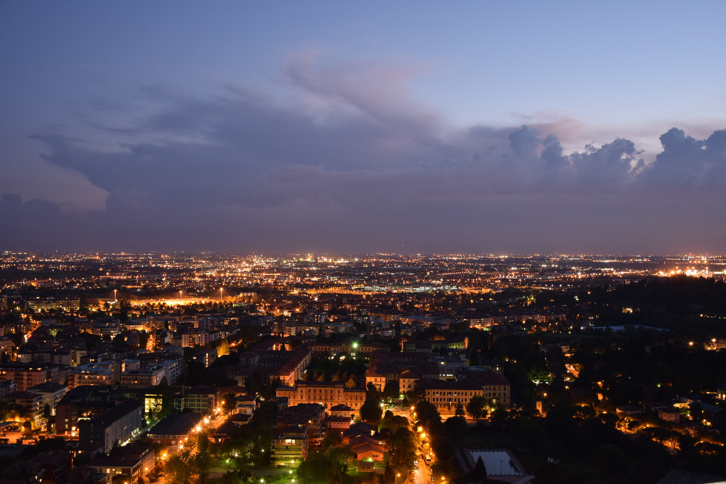 Panorama of Bergamo and around evening
