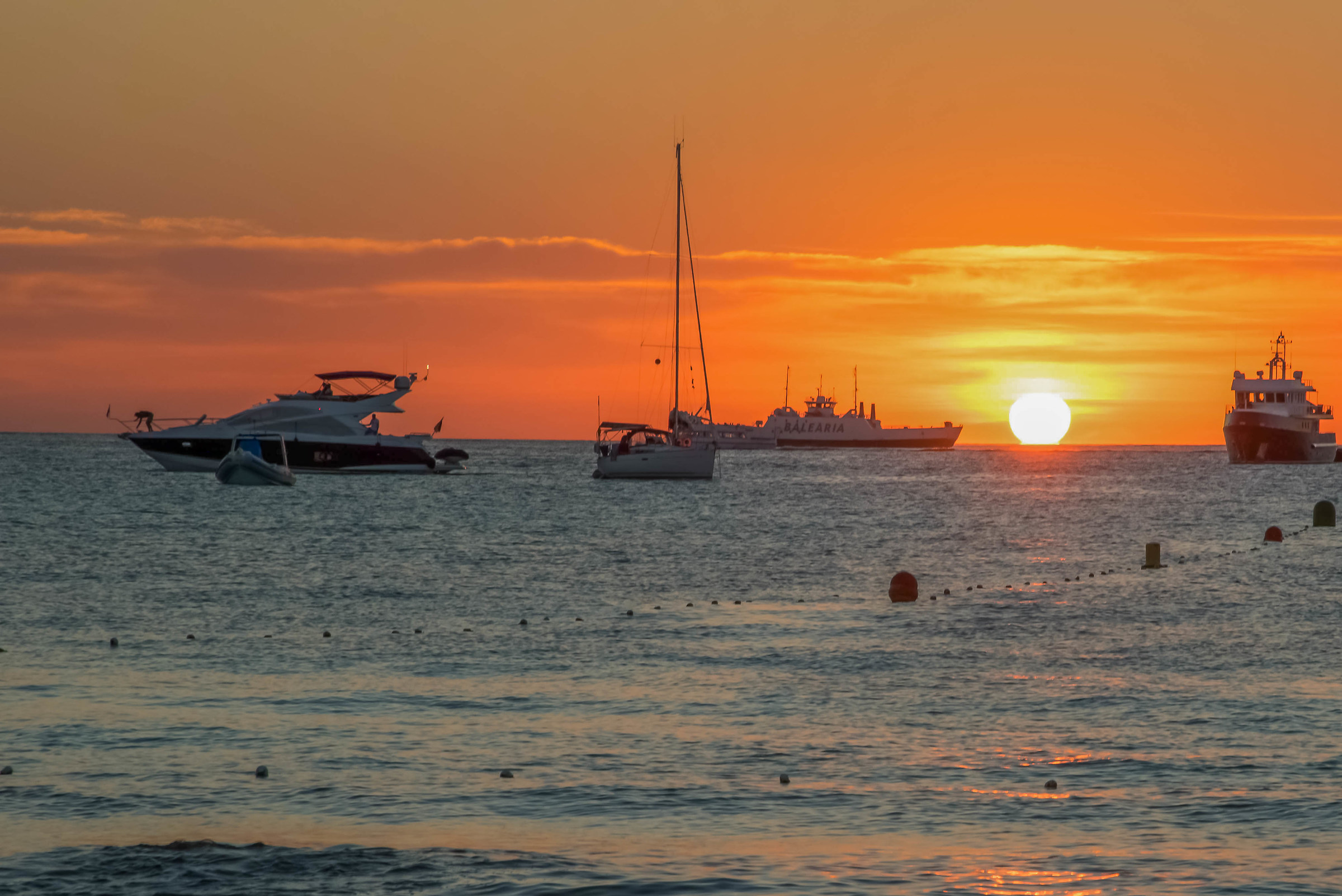 sunset and boats