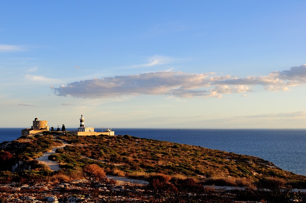 The sunset over the lighthouse