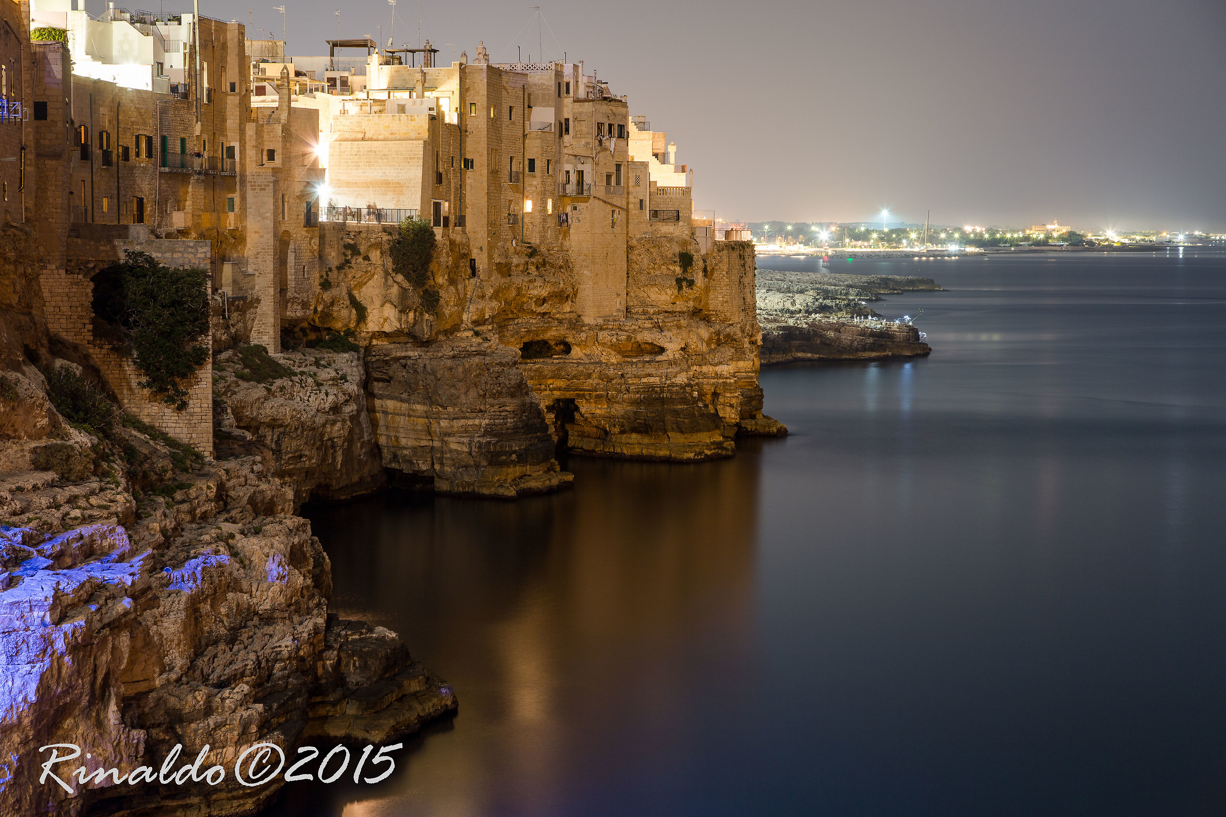 Polignano night from Levante