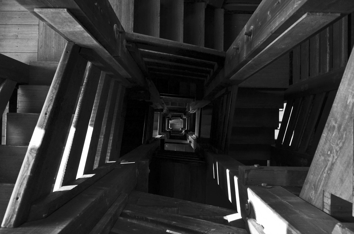 View B / W stairs campanile cathedral of Trani