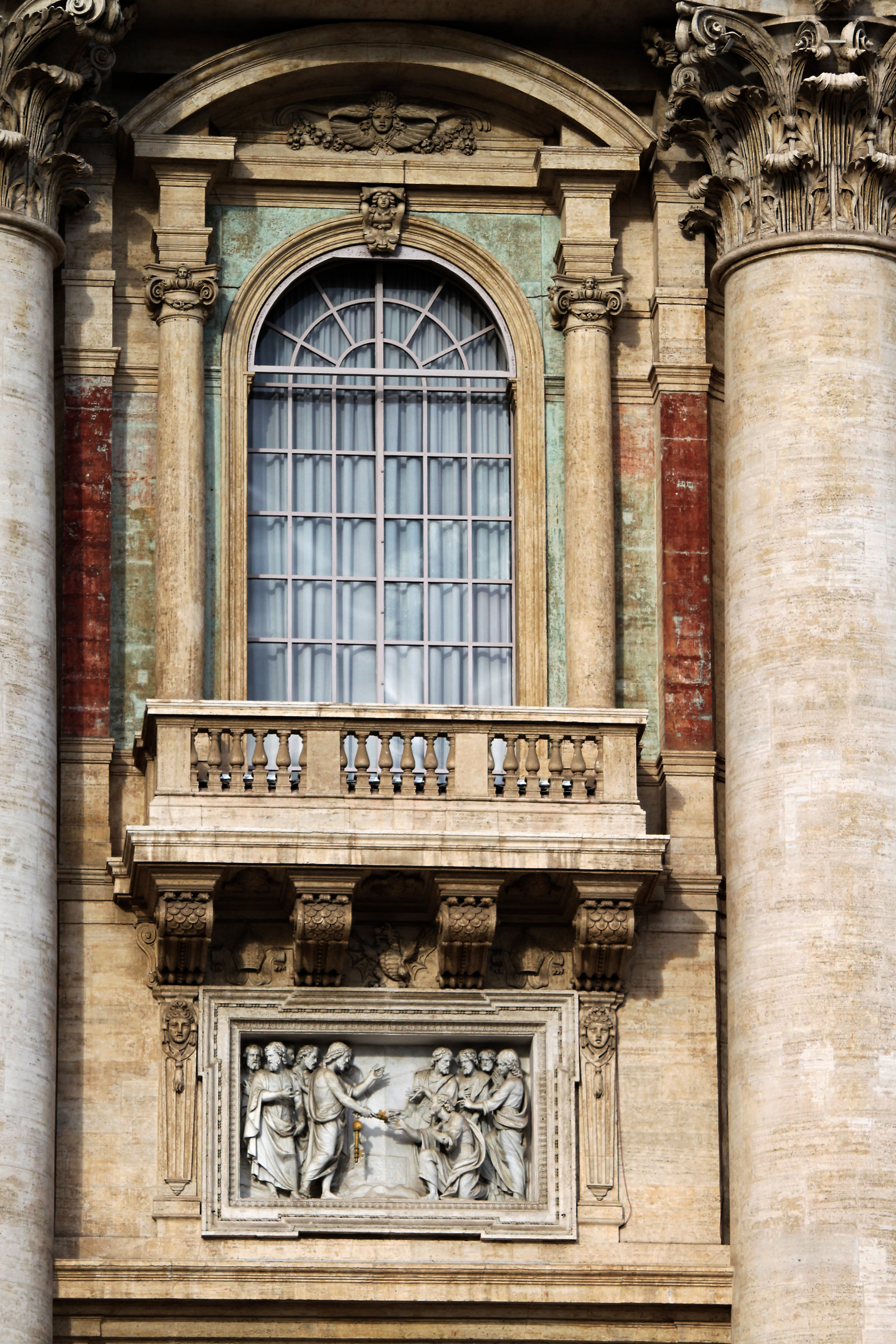 Central balcony of the facade of St. Peter