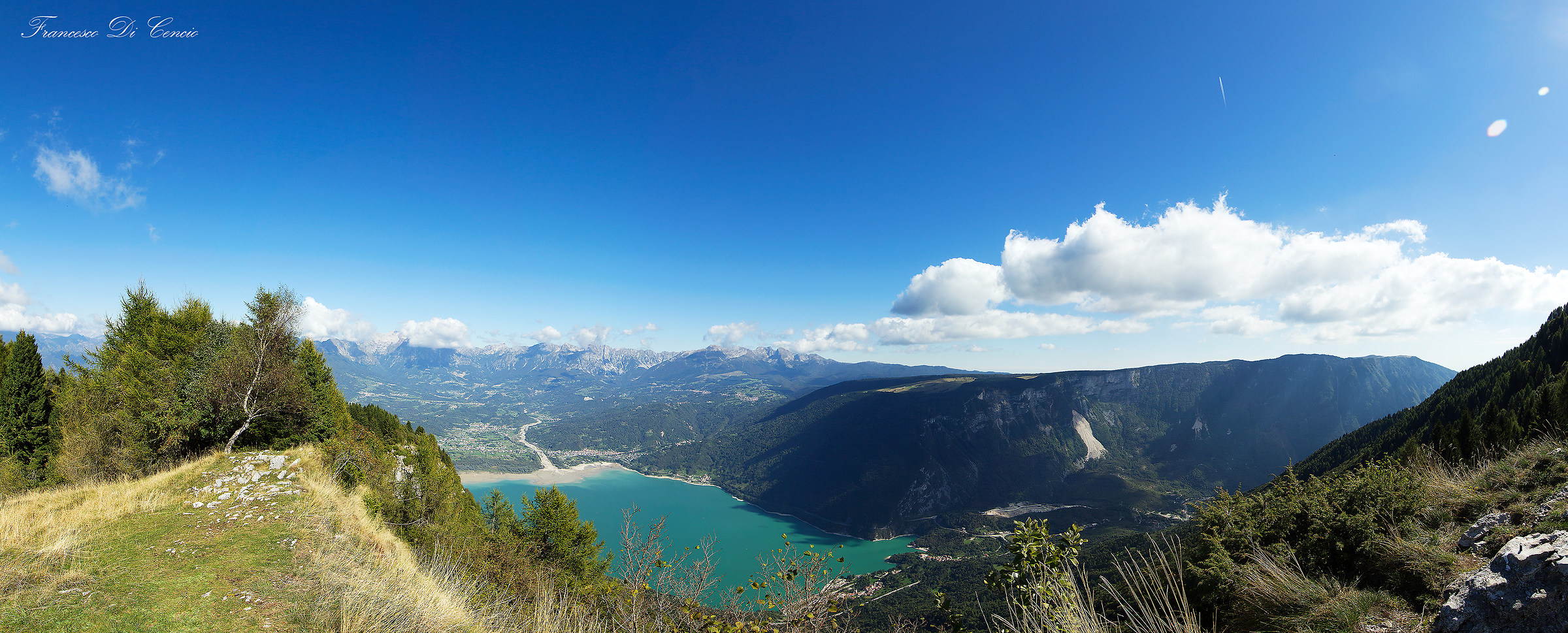 Panoramica sul lago di Santa Croce, Alpago e Cansiglio
