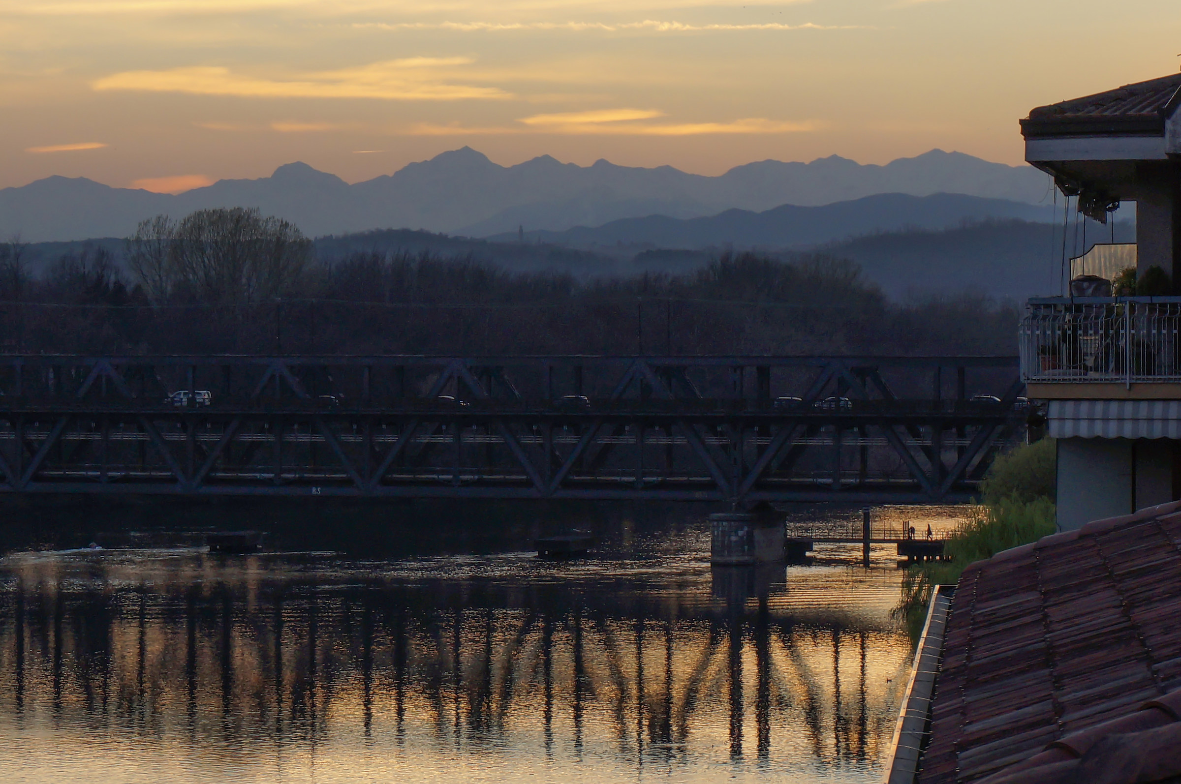 Sunset by a riverside terrace 2