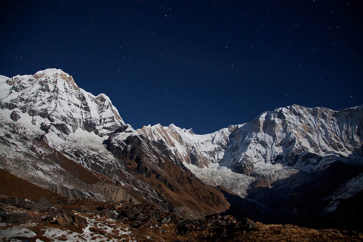 Annapurna South and Annapurna I Moonlight