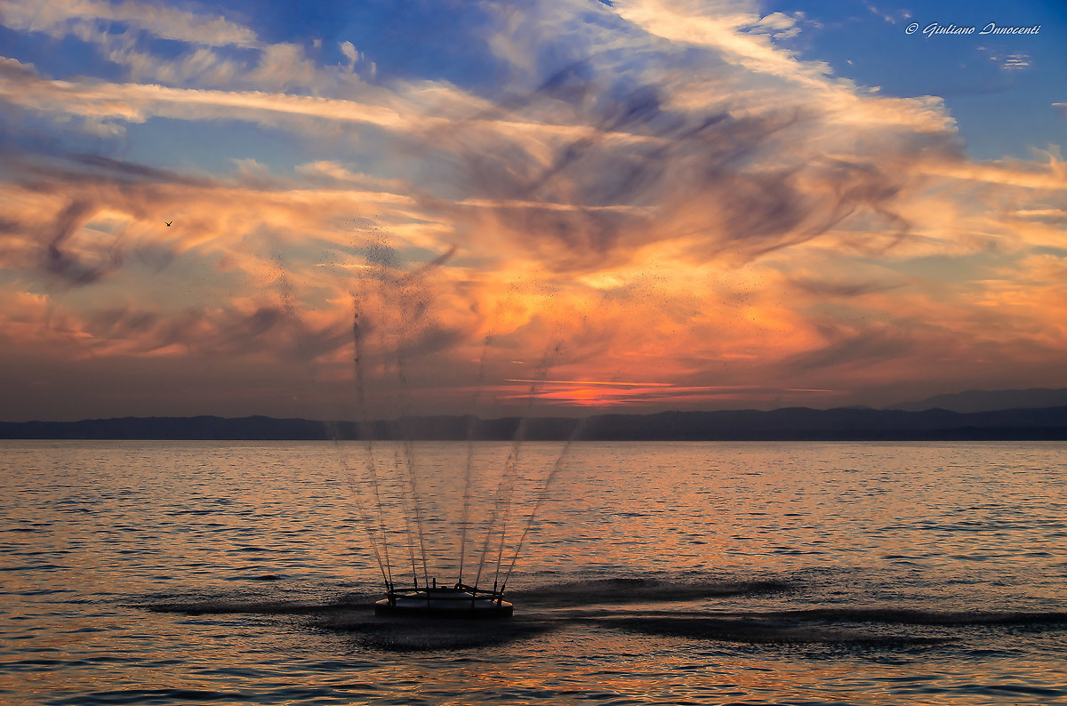 spray water on the burning sky