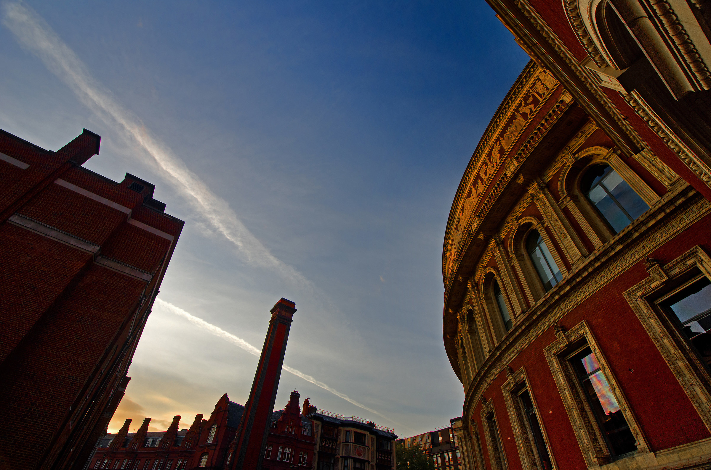 La Royal Albert Hall, verso il tramonto