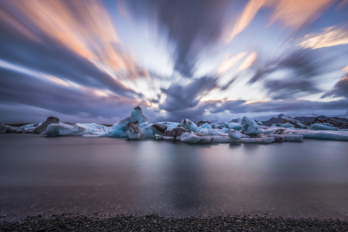 Tramonto a Jokulsarlon