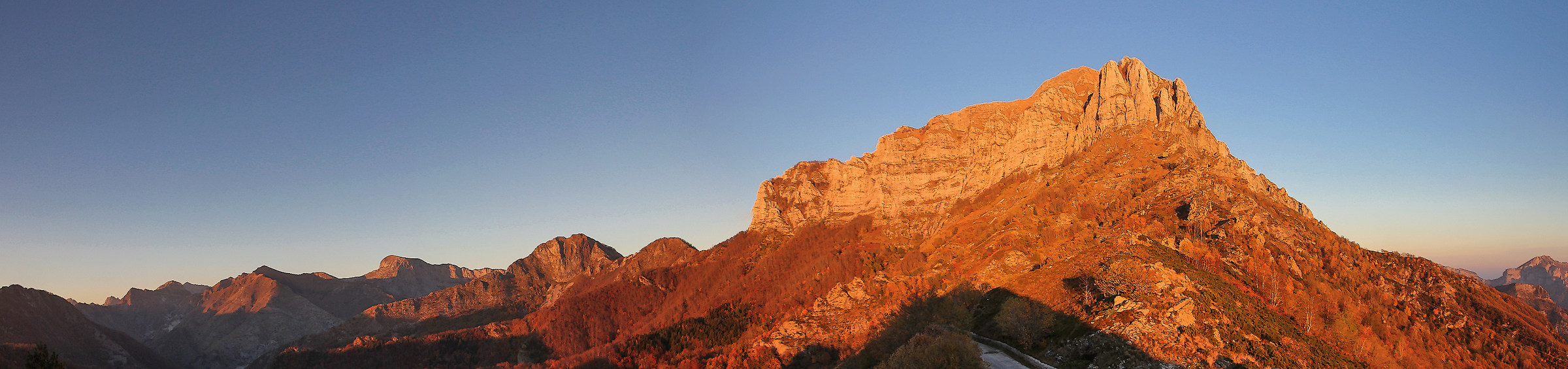 sunset over the Passo Croce 1154m above sea level