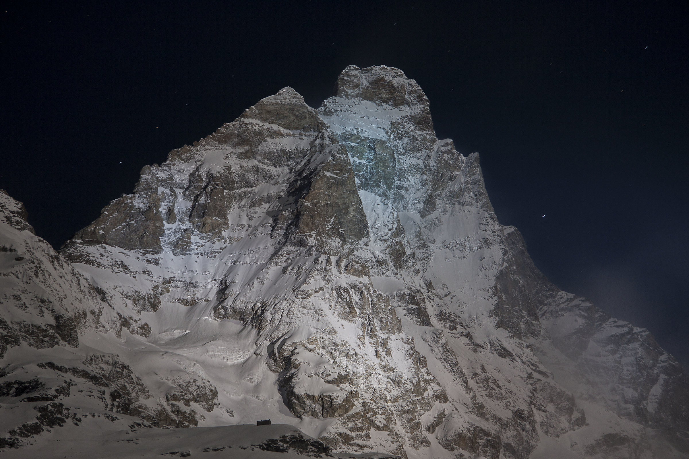 the Matterhorn illuminated