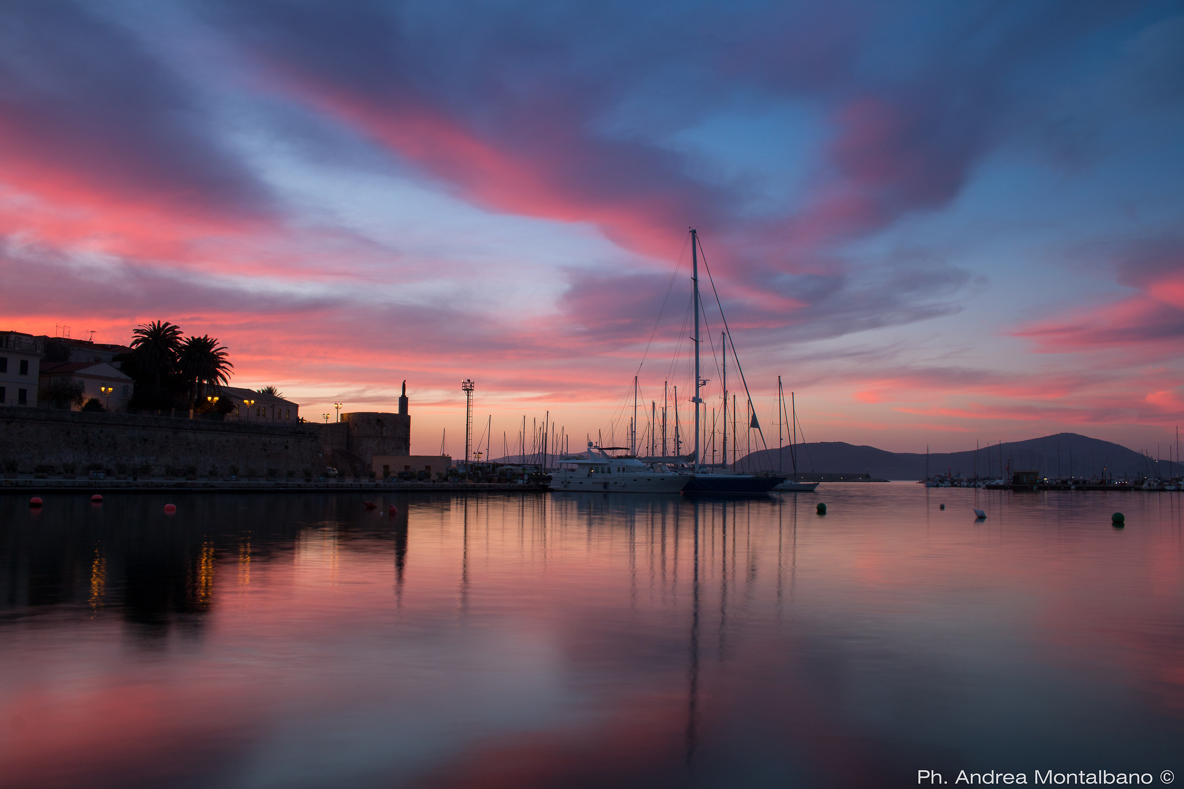 in front of a red port