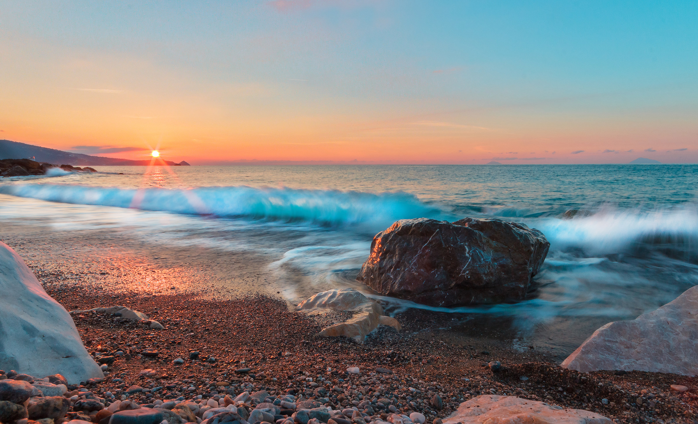 Tramonto dalla spiaggia di Gliaca, Piraino (me)