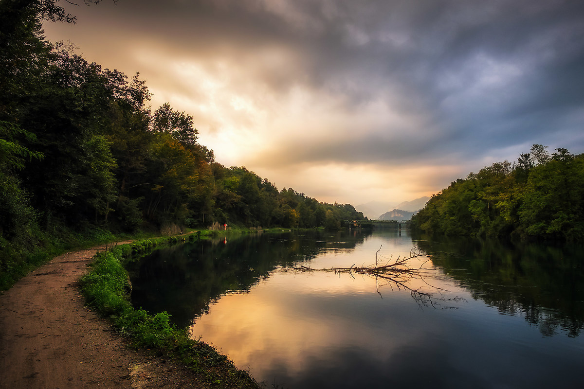 Sunset Adda between Brivio and Imbersago