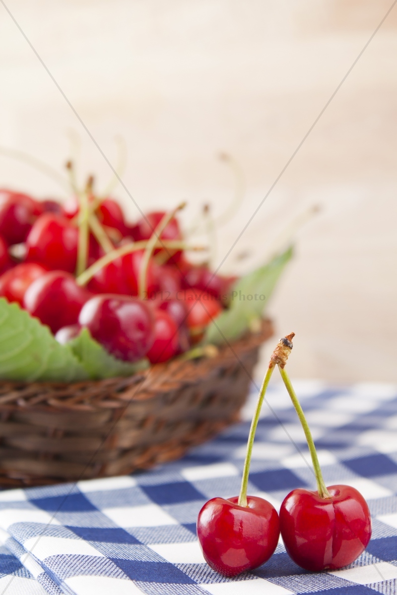 Sweet cherries on table