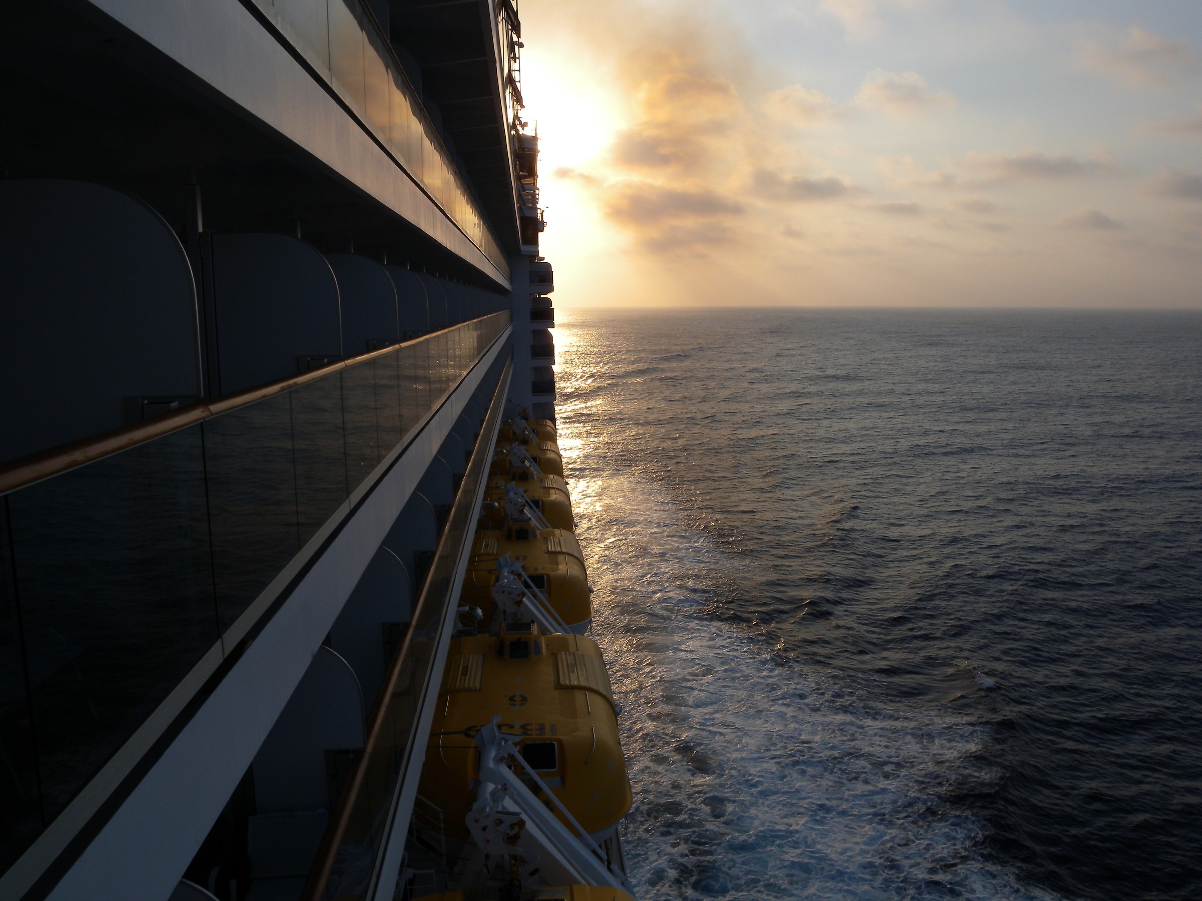 With the sunset behind